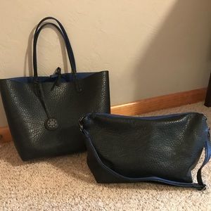 Sydney Love Black/Blue Reversible Tote & Crossbody